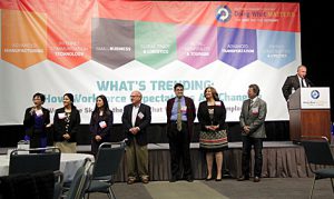 Deputy Sector Navigators from Left to Right: Lianne Chua, Global Trade & Logistics; Ruth Cossio-Muniz, Retail, Hospitality & Tourism; Jannet Malig, Advanced Transportation & Renewable Energy; Bruce Noble, Energy, Construction & Utilities; Dan Watanabe, Information Communication Technologies & Digital Media; Doris Driver, Small Business; Len Pettis, Energy Construction & Utilities